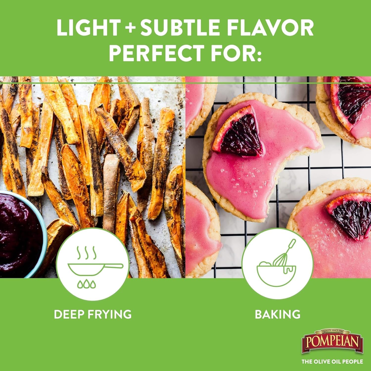 Pompeian 100% Grapeseed Oil. Light and Subtle Flavor. Perfect for High-Heat Cooking. Deep Frying and Baking. 68 FL. OZ. - Image 3