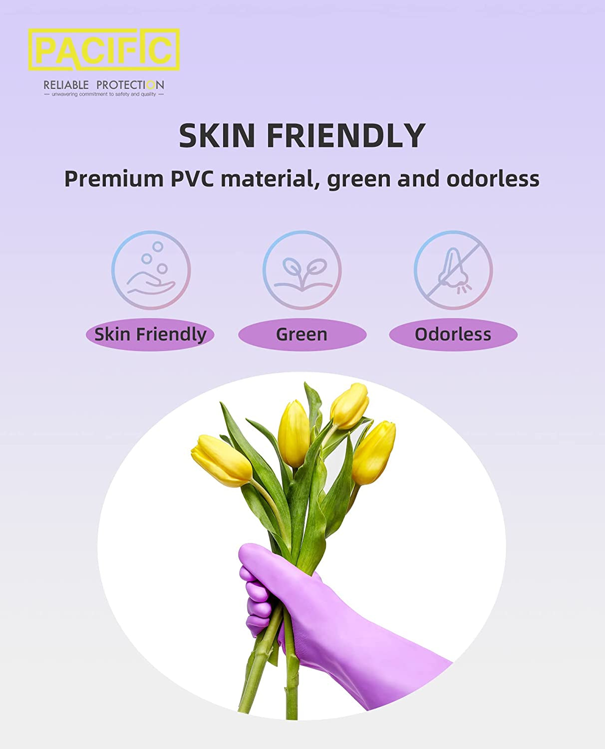 4 Pairs Reusable Dishwashing Cleaning Gloves with Latex Free. Cotton Lining. Kitchen Gloves. Purple. Medium - Image 4