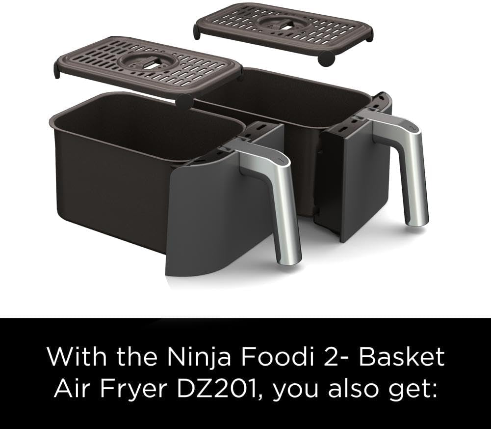 Ninja DZ201 Foodi 8 Quart 6-In-1 Dualzone 2-Basket Air Fryer with 2 Independent Frying Baskets. Match Cook & Smart Finish to Roast. Broil. Dehydrate & More for Quick. Easy Meals. Grey - Image 13