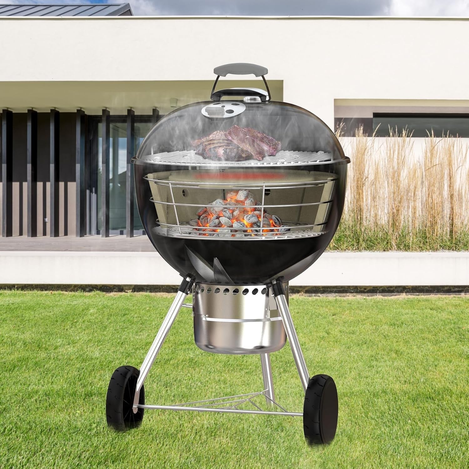 Charkettle Charcoal Firebox Kit. Ceramic Basket with Heat Deflector Compatible with Weber 22-Inch Kettle Charcoal Grills - Image 6