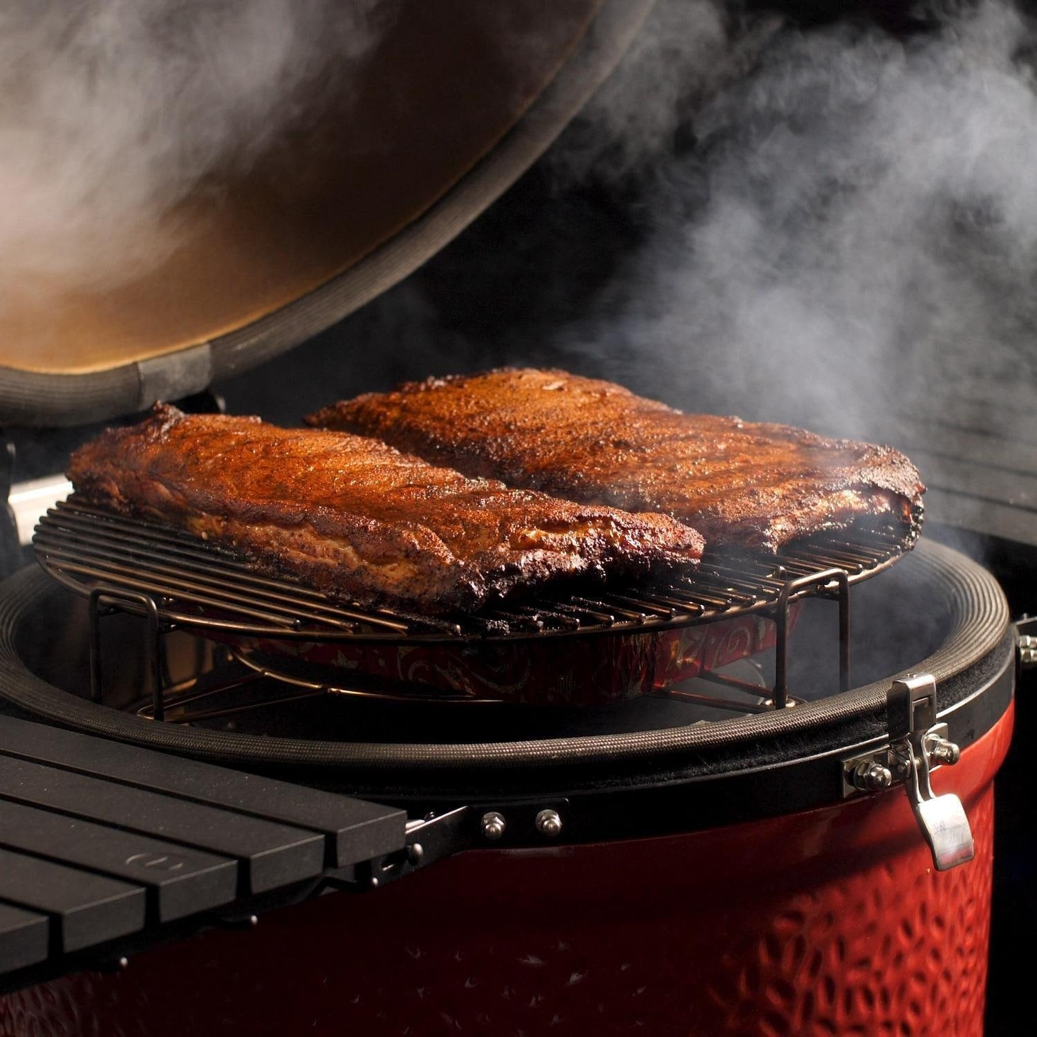 Kamado Joe: Classic Joe III w/ Cart. Hyperbolic Insert. Aluminum Side Shelves. Heat Def. D&C. Tools - Image 27