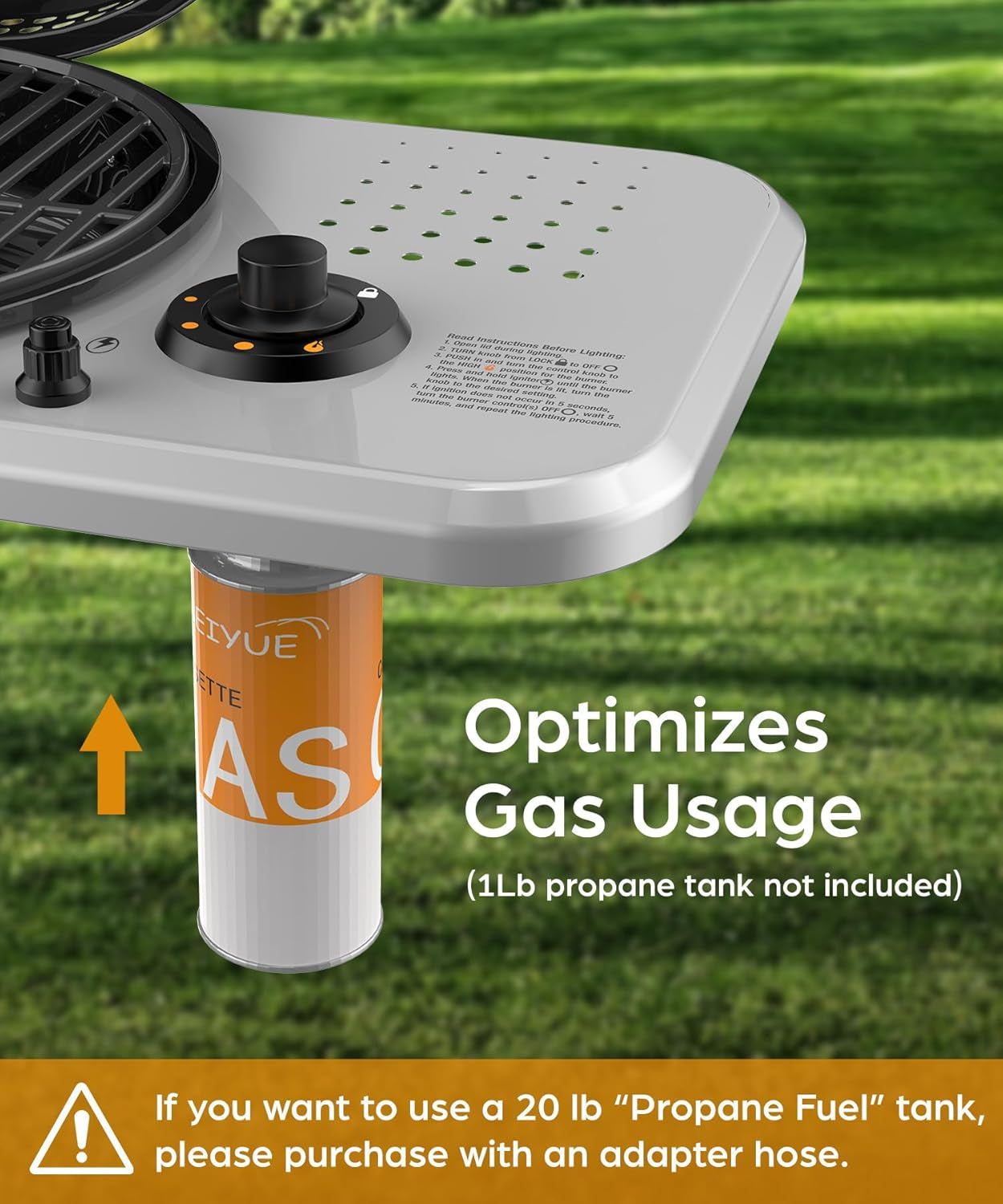 Joy Pebble Portable Propane Gas Grill. 15000BTUS.BBQ Gas Grill with 348 SQ Inch Large Cooking Areas. Sturdy Quick-Fold Legs. Portable & Foldable BBQ Grill for Outdoor Camping/Tailgating/Picnic. Black - Image 6