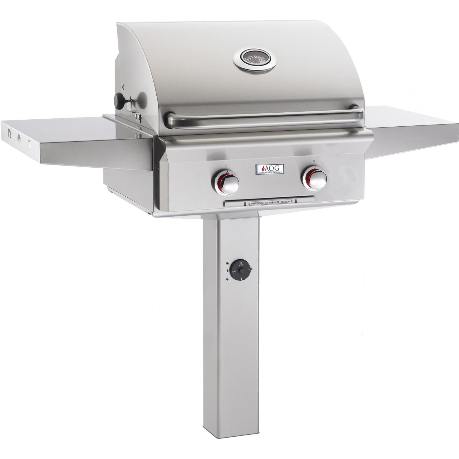 American Outdoor Grill: 24 AOG Grill on Ground Post. NG (LP Conversion Kit Included)