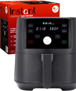 Instant Pot Vortex 6QT XL Air Fryer. 4-In-1 Functions That Crisps. Roasts. Reheats. Bakes for Quick Easy Meals. 100+ In-App Recipes. Is Dishwasher-Safe. from the Makers of Instant Pot. Black
