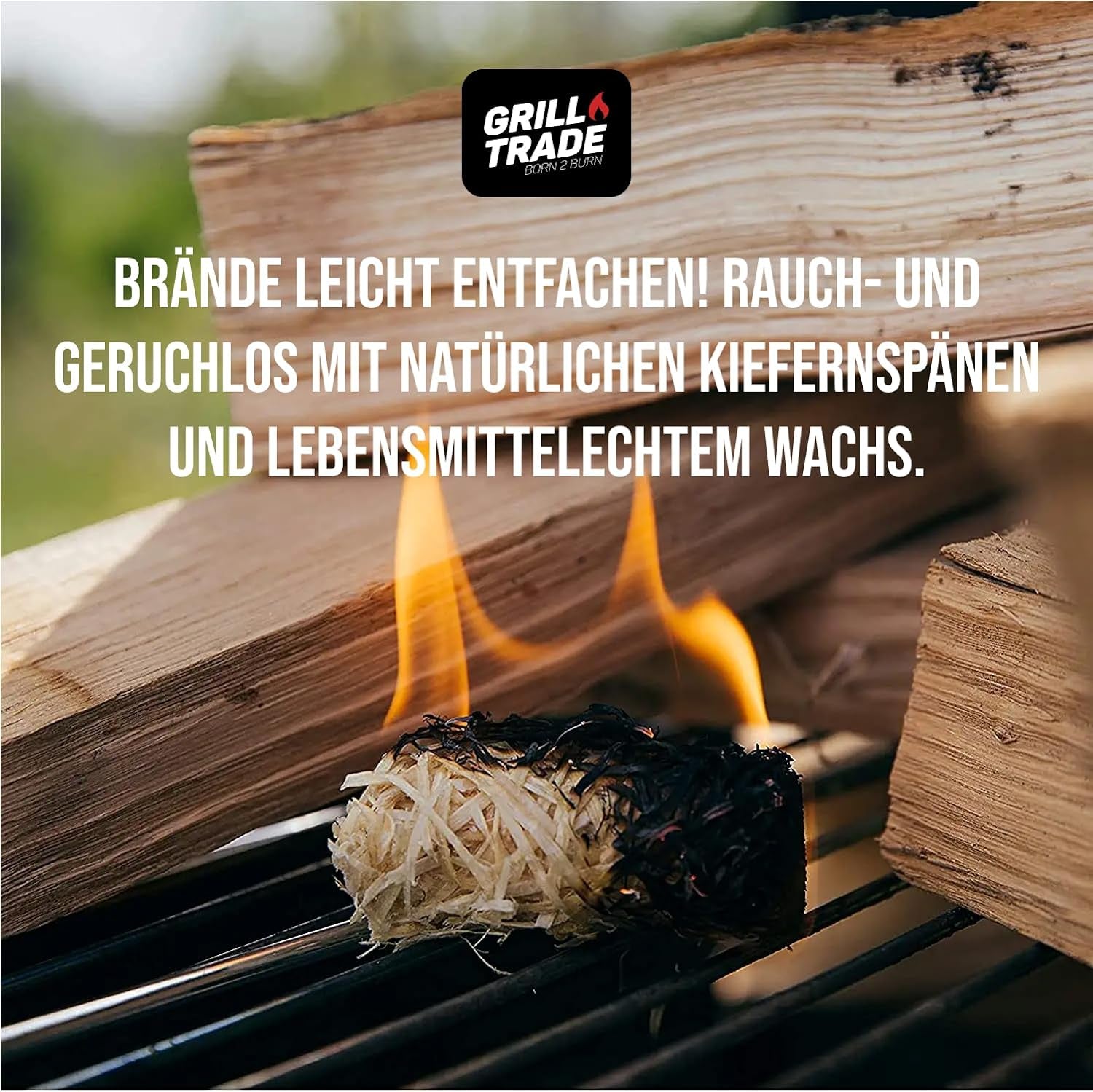 Grill Trade Firestarters 50 Pcs | Natural Fire Starters for Fireplace. Wood Stove. Campfires. Fire Pit. BBQ. Chimney. Pizza Oven | All Weather Charcoal Starters Waterproof Indoor/Outdoor Eco Friendly - Image 2