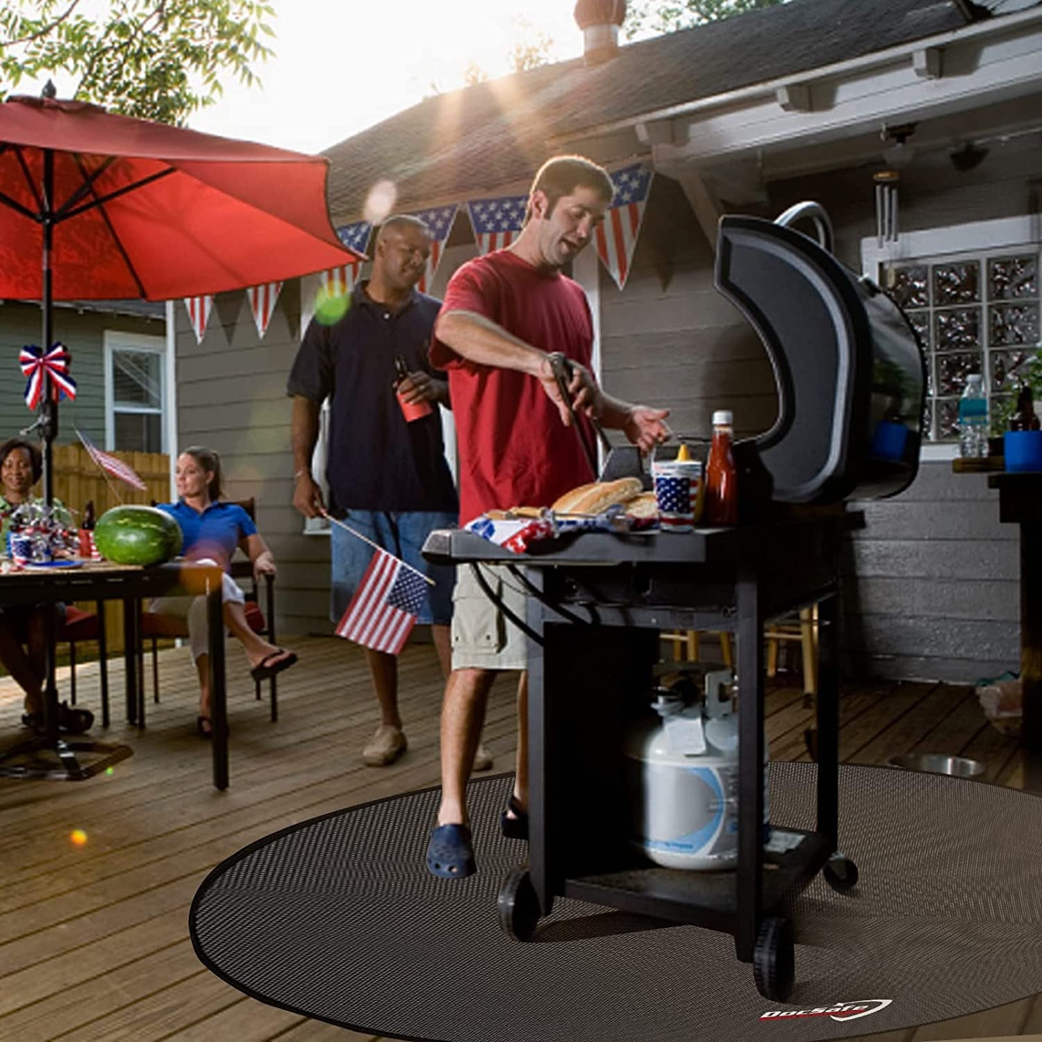 48 round Fire Pit Mat. 4-Layer under Grill Mat Deck Patio Protect Mat.Fireproof Mat/Pad for Grass Outdoor Wood Burning Fire Pit and BBQ Smoker.Portable Reusable and Waterproof.Black - Image 2