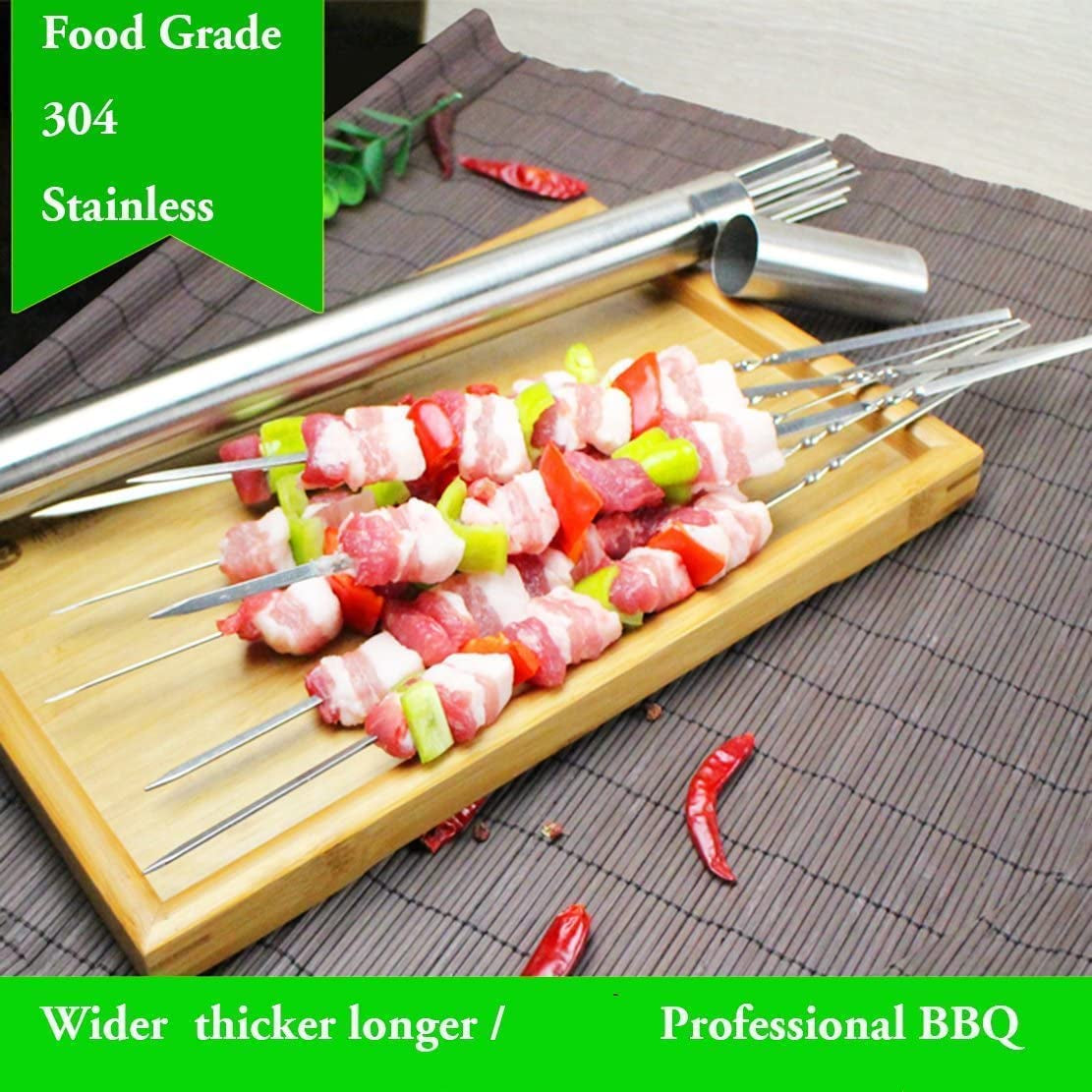 Killer'S Instinct Outdoors Flat Metal Grilling Skewers Wider Thicker Stainless Steel Reusable BBQ Sticks Barbecue Skewers 14''0.16''0.05'' Set of 24 Barbecue Sticks Metal Kebab Skewers for Grilling - Image 6