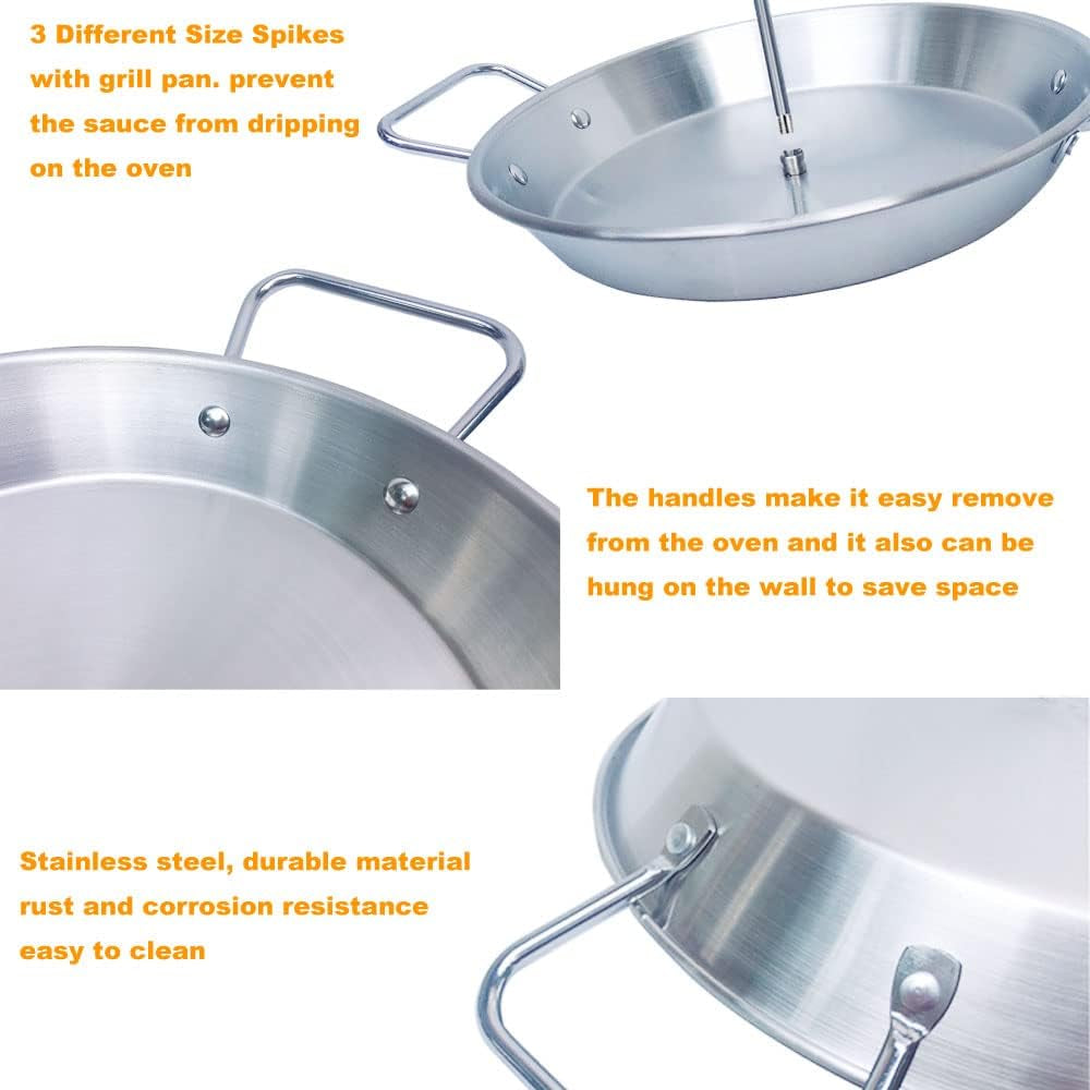 Barbecue Hack Vertical Skewers.Stainless Tacos Al Pastor Skewer Stand for Grill or Oven with 3 Spike.Removable Grilling Meat Spit for Grilling Al Pastor and Shawarma Brazilian Churrasco Chickens Kebab - Image 5