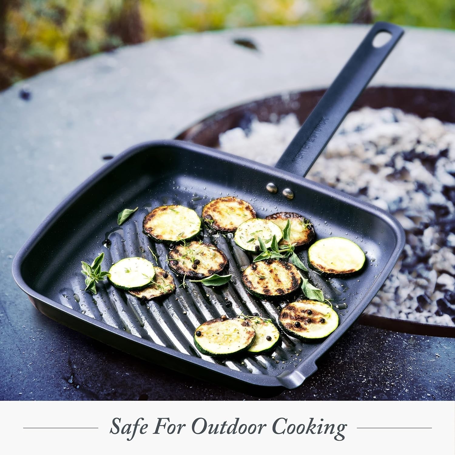 Pre-Seasoned Carbon Steel Square Grill Pan. Cast Iron. Lightweight and Durable. Sear Grill Broil Fry. Indoor Outdoor Cooking. Easy to Clean. Oven Safe. Induction. Steel Handle. Black - Image 3