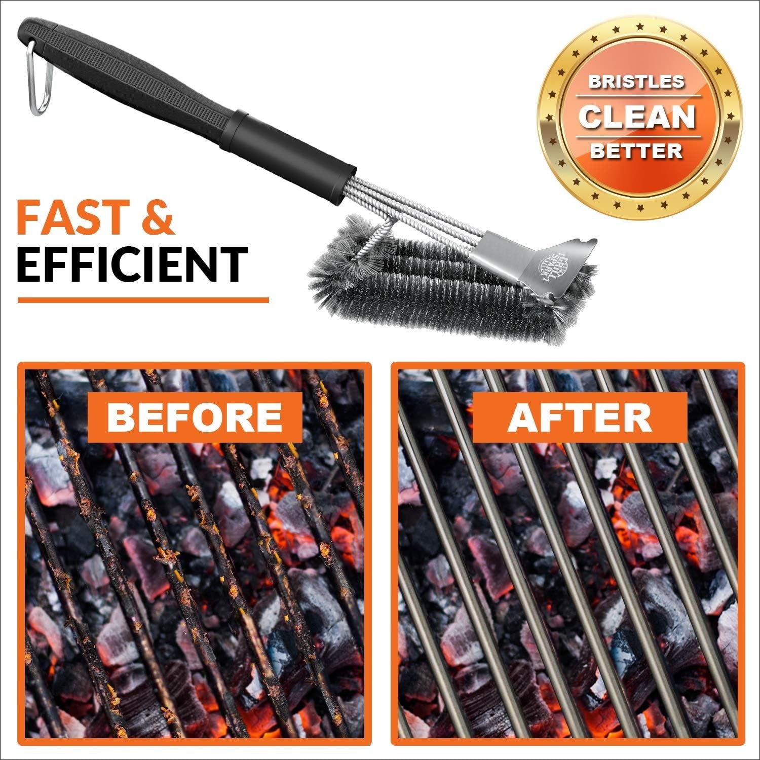 BBQ Grill Brush and Scraper 18 | Stainless Steel Cleaning Brush Accessories | Best for Weber Gas. Charcoal. Porcelain. Cast Iron. All Grilling Grates - Image 6