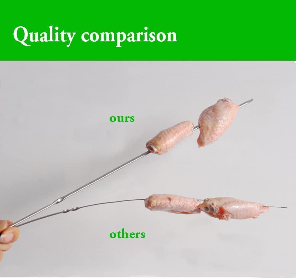 Killer'S Instinct Outdoors Flat Metal Grilling Skewers Wider Thicker Stainless Steel Reusable BBQ Sticks Barbecue Skewers 14''0.16''0.05'' Set of 24 Barbecue Sticks Metal Kebab Skewers for Grilling - Image 3