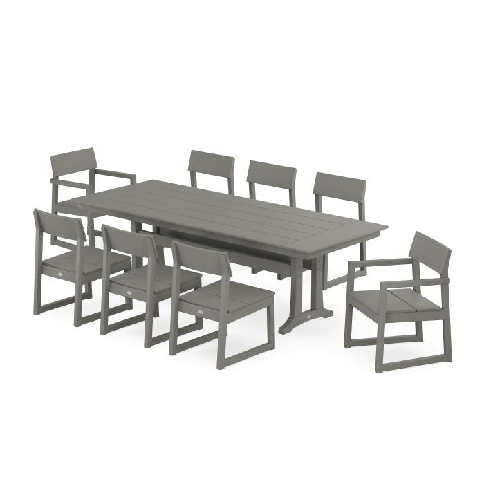 Polywood: EDGE 9-Piece Farmhouse Dining Set with Trestle Legs - Image 12