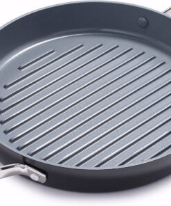 Valencia Pro Hard Anodized Healthy Ceramic Nonstick 11 Grill Pan. Pfas-Free. Induction. Dishwasher Safe. Oven Safe. Gray
