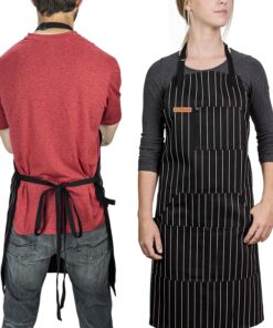Chef Apron for Men and Women - Kitchen Apron with Pockets & Adjustable Neck Straps - Cooking Apron 100% Cotton