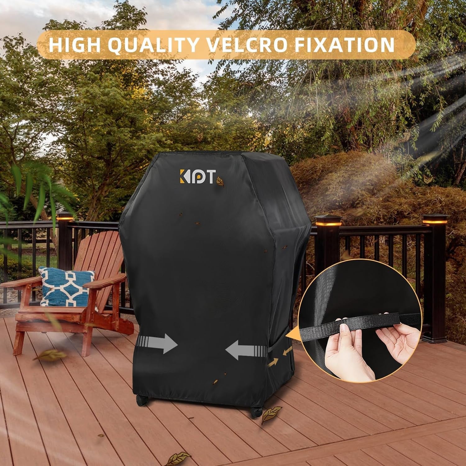 30 Inch Grill Cover - 420D Light Waterproof Grill Cover for Outdoor Grill. BBQ Cover with Air Vents. Straps. UV & Fade Resistant. Gas Grill Covers for Weber. Nexgrill. Char Broil. Etc. Black - Image 6