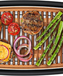 Chefman Smokeless Indoor Electric Grill. Copper. Extra Large. Nonstick Table Top Grill for Indoor Grilling and BBQ with Adjustable Temperature Control. Nonstick Dishwasher-Safe Parts. 9 X 15