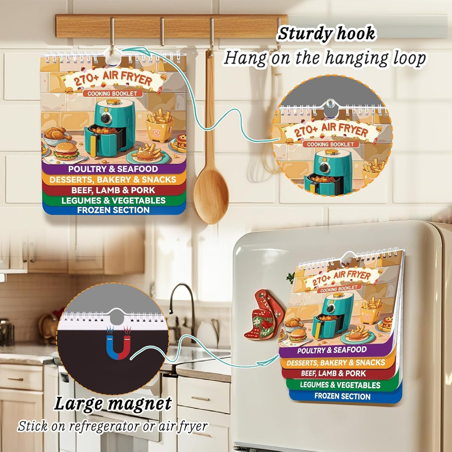 270+ Foods Air Fryer Cheat Sheet Magnets Cooking Guide Booklet. Air Fryer Cooking Guide Magnetic. Air Fryer Accessories for Fryer - Image 5