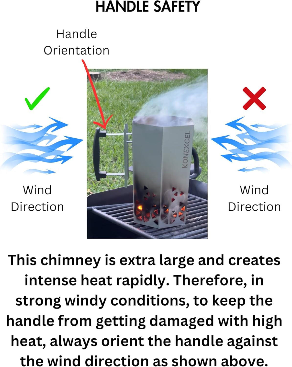 Heavy Duty Charcoal Chimney Starter. XXL Size. BBQ Chimney Starter for Charcoal Grill and Barbecues. Sturdy and Easy to Use BBQ Grill Tool for Rapid Fire Starter. Fire Starter Set (Steel) - Image 4