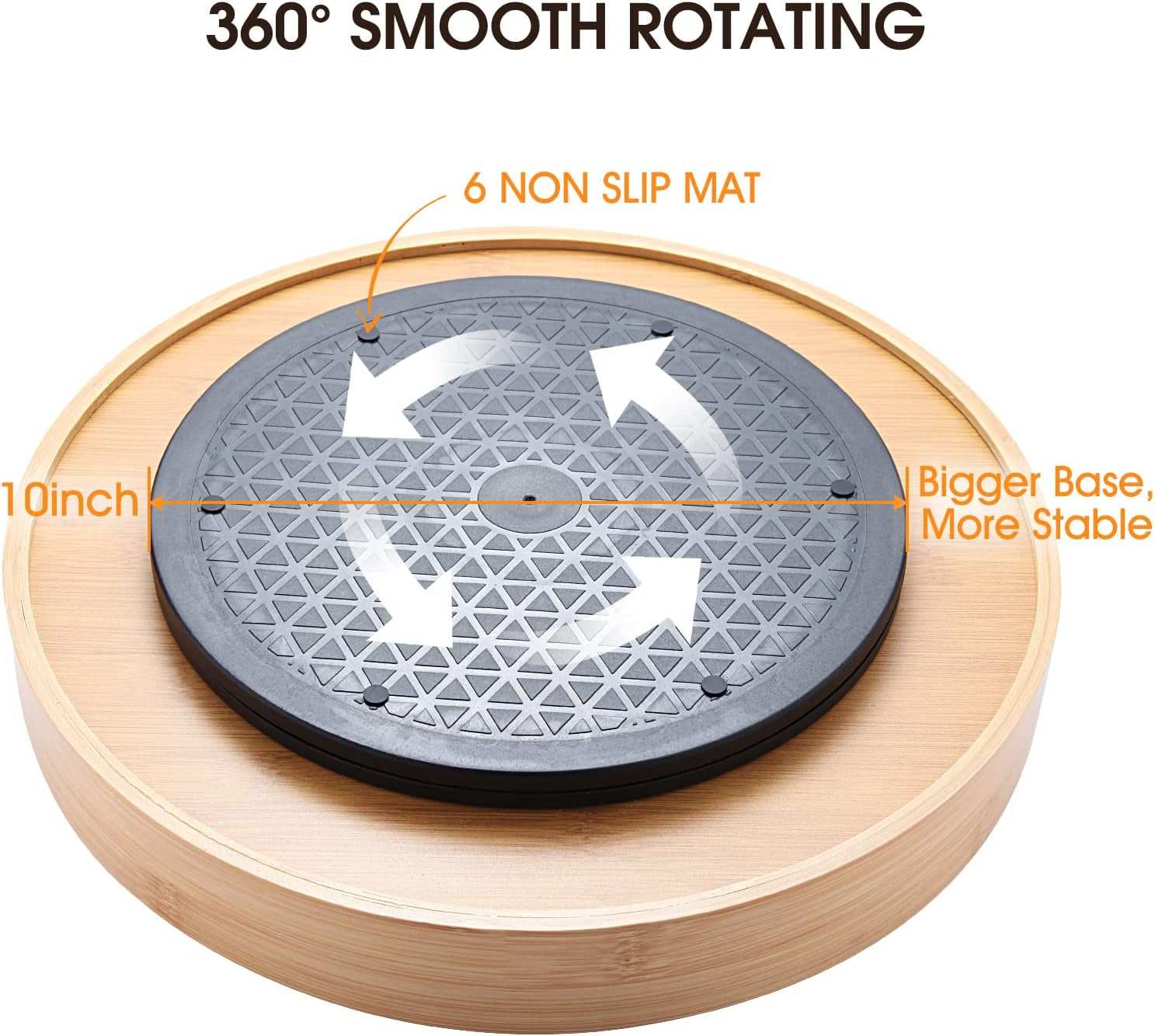 14 Bamboo Lazy Susan Organizer – Round Turntable with Double Handles for Table. Kitchen. Pantry & Spice Storage - Image 3