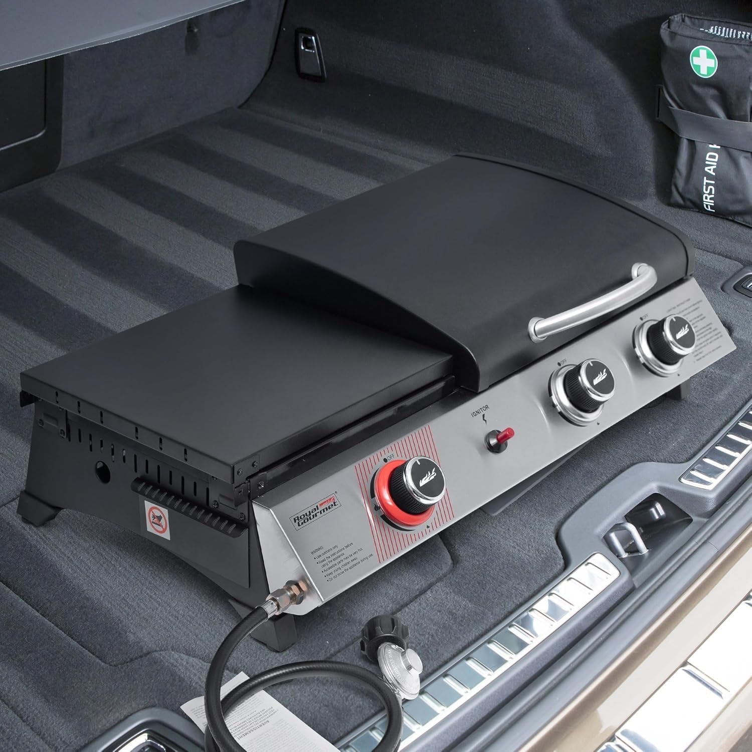 Royal Gourmet PD1305H 3-Burner Propane Gas Grill and Griddle Combo with Lid. 3-In-1 Grill Griddle Combo with 29.000 Btus Output for Outdoor Cooking. 364 Sq. In. Cooking Area. Silver & Black - Image 12