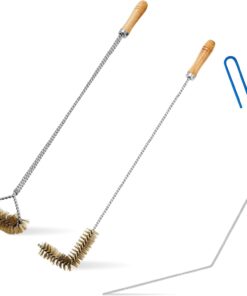 Nuenen 3 Pieces Fryer Cleaning Tools Including L Shaped Fryer Cleaning Brush. Deep Cleanout Rod and Long Handle Basket Brush. Good to 750F for Restaurant Accessories