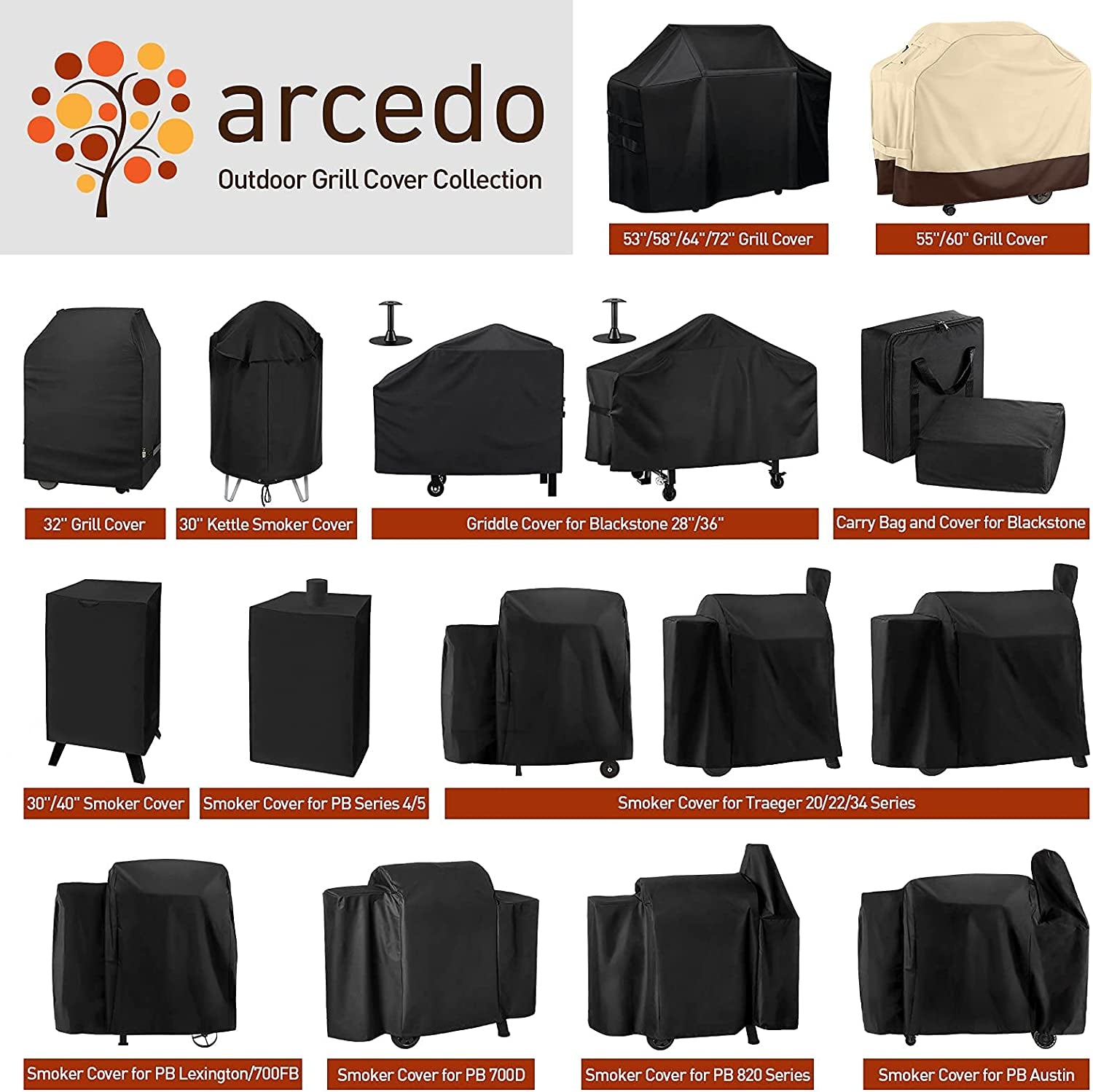 Arcedo BBQ Grill Cover 55 Inch. Waterproof Grill Cover for Outdoor Grill. Rip-Proof. Fade Resistant Barbecue Gas Grill Cover for Weber. Char Broil. Nexgrill Etc.. All Weather Resistant - Image 8