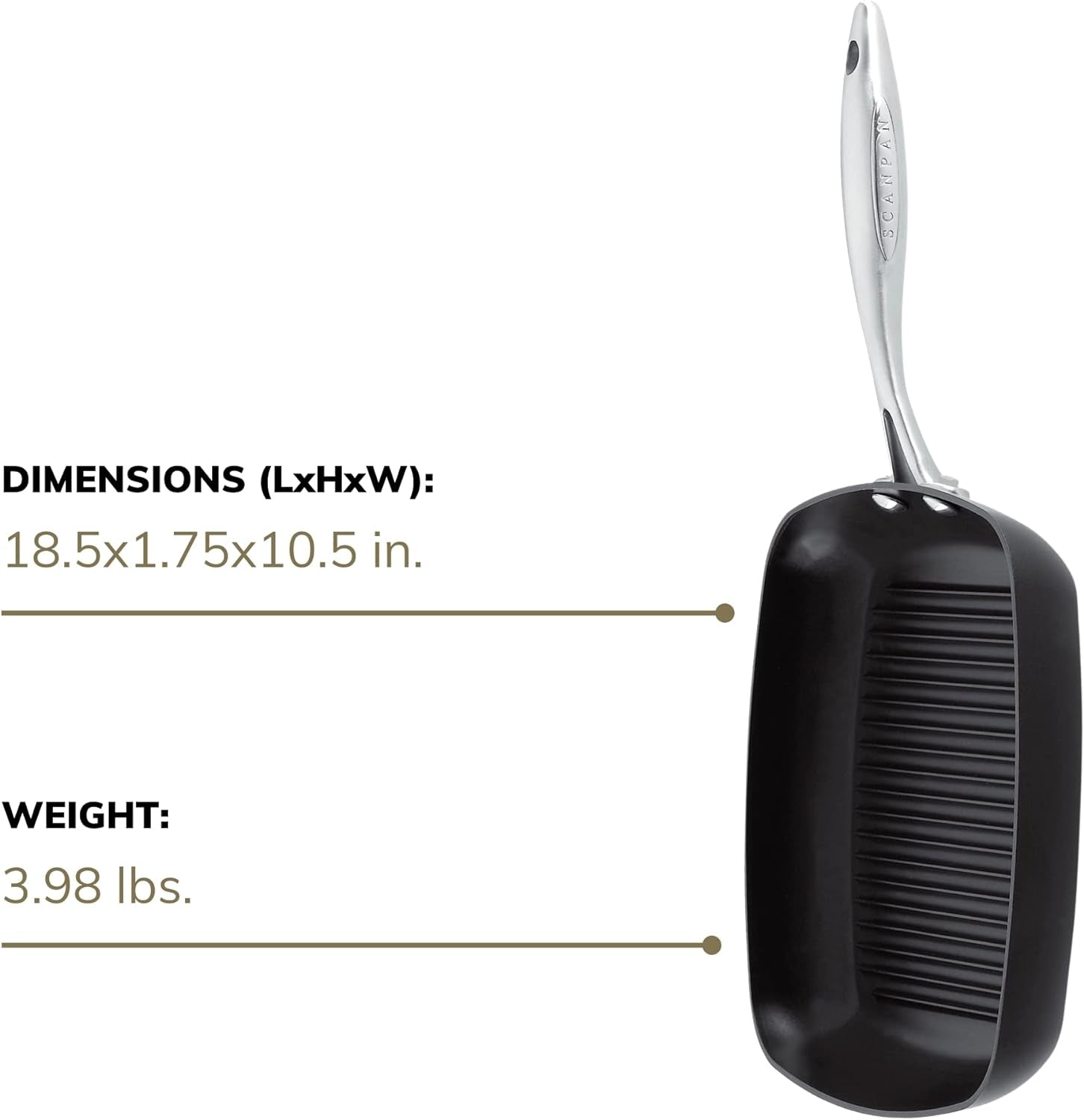 Professional 10.5 Square Grill Pan - Easy-To-Use Nonstick Cookware - Dishwasher. Metal Utensil & Oven Safe - Made in Denmark - Image 4