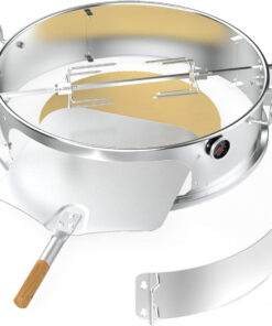 Onlyfire Stainless Steel Multi-Purpose Rotisserie and Pizza Combo Kit for Weber 22-Inch Kettle Charcoal Grills - Include Pizza Peel and Pizza Stone