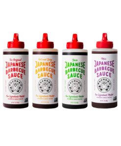 Bachan'S Variety Pack Japanese Barbecue Sauce. (1) Original. (1) Hot and Spicy. (1) Yuzu. (1) Miso. BBQ Sauce for Wings. Chicken. Beef. Pork. Seafood. Noodles. and More. Non GMO. No Preservatives. Vegan. BPA Free.