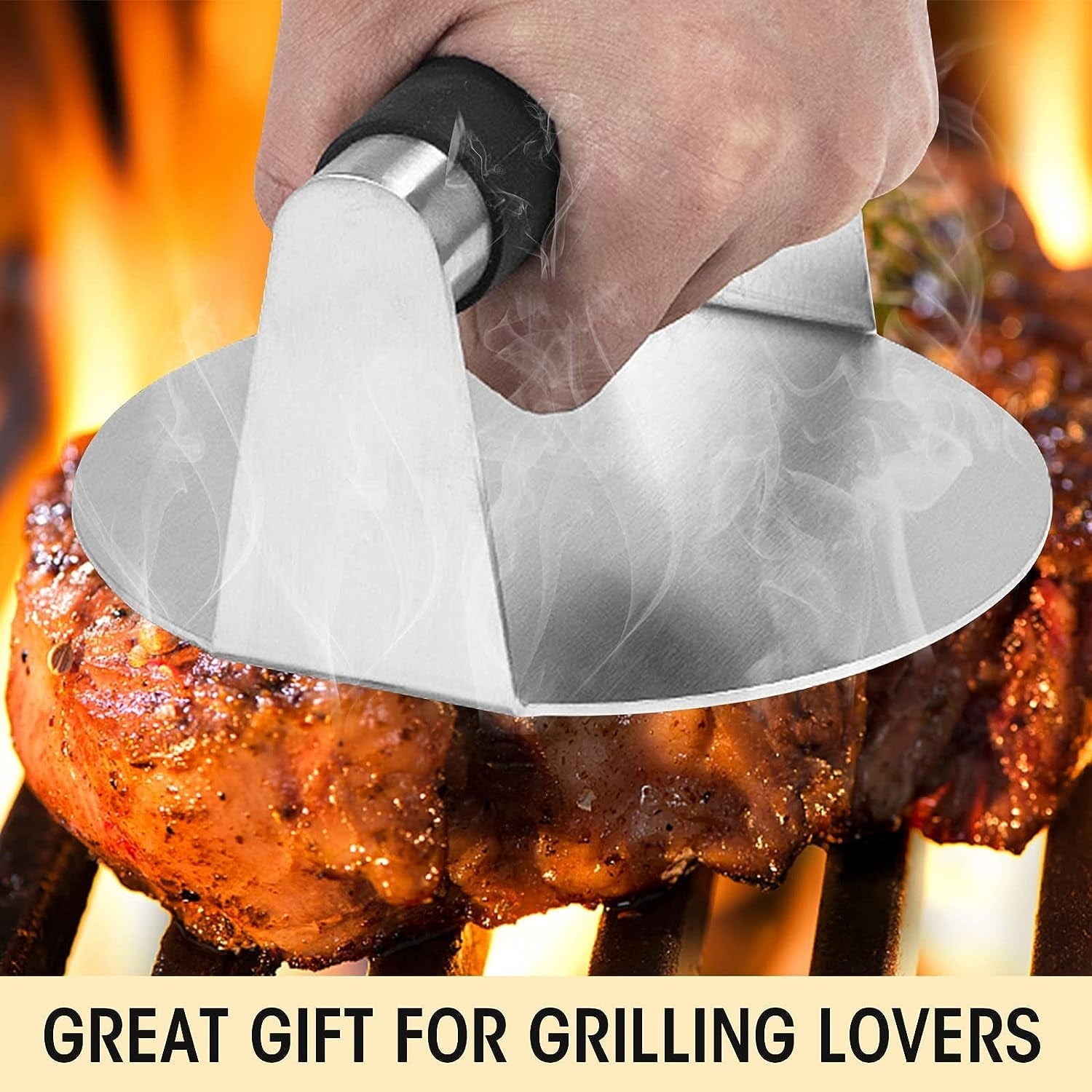 PMYEK Burger Press with Anti-Scald Handle. 5.5 Inch Stainless Steel Burger Smasher. round Non-Stick Hamburger Press for Griddle. Griddle Accessories Kit for Flat Grill Cooking - Image 8