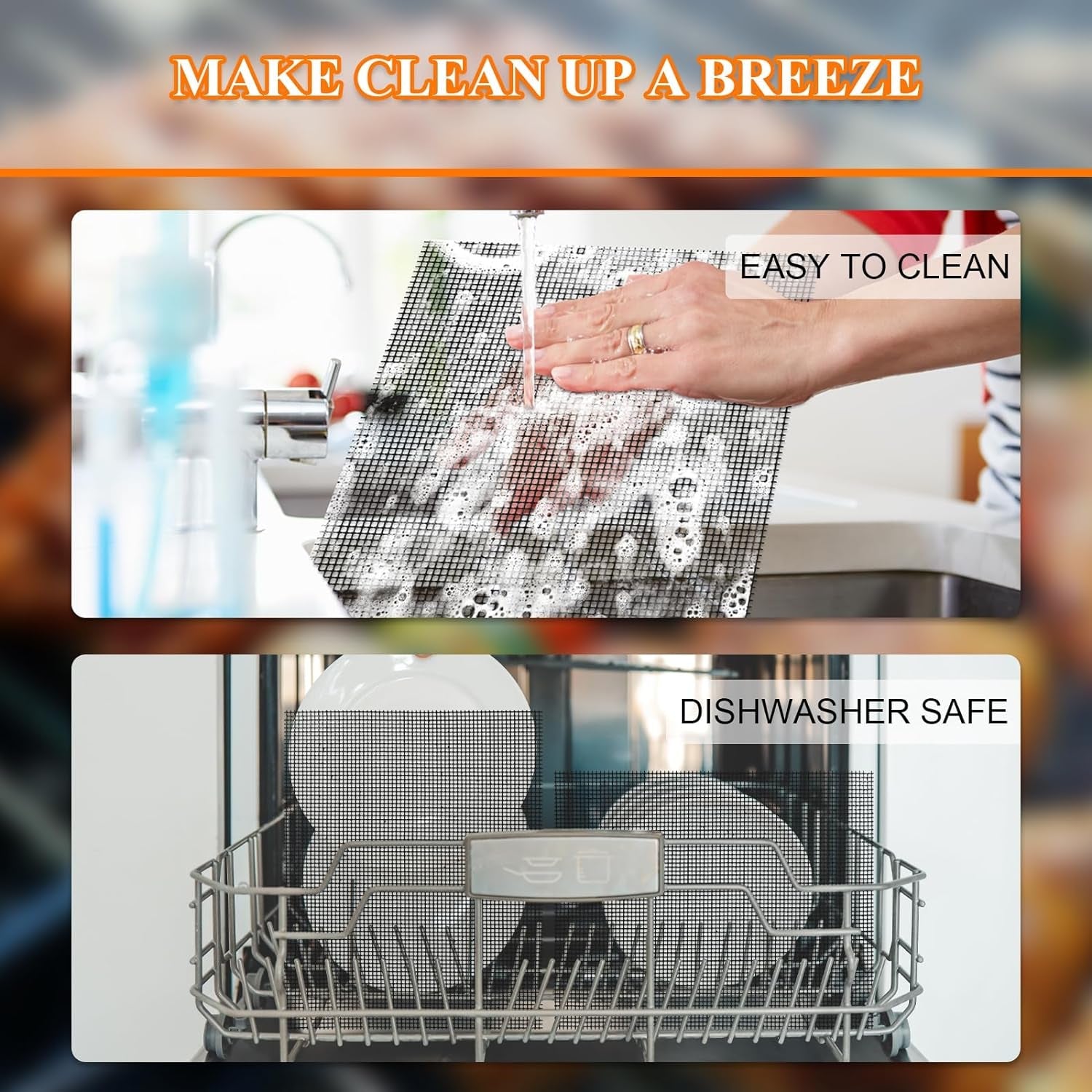 Grill Mesh Mat Set 5 Barbecue Grill Accessories Reusable Non-Stick Grill Mat for Vegetables Fish Grilling Mat Sheets for Outdoor Smoker Charcoal Gas Electric Grill BBQ Tools.Xl 15.75 X 13 Inch. Black - Image 7