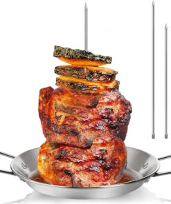 Noamus Vertical Skewer for Grill. Stainless Steel Stand Skewer. Pastor Skewer with Removable 3 Size Spikes (8. 10. 12). Tacos Gyros-Bbq Grilling Pan Accessory for Smoker Kamado Grill Oven Dishes