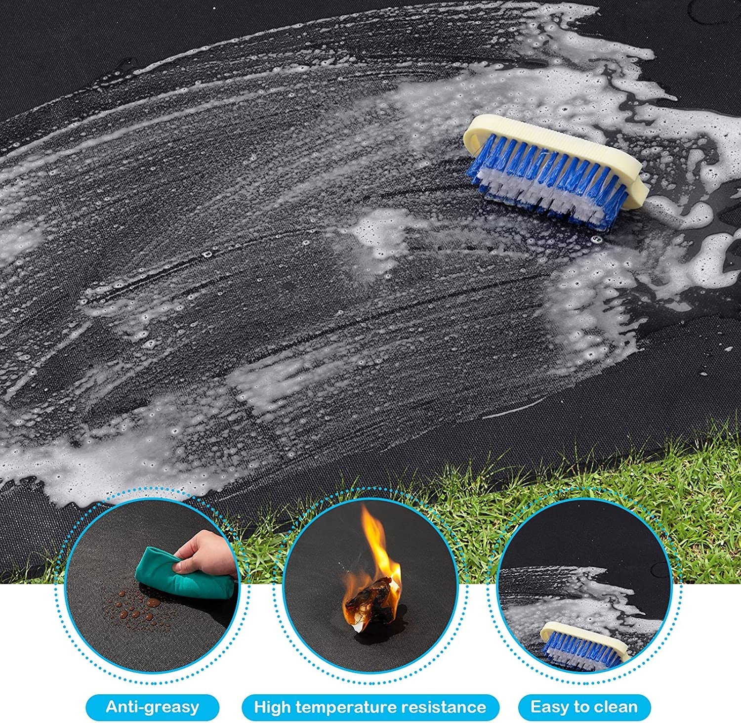 under Grill Mat 48 ×30 Inch for Outdoor Charcoal. Flat Top. Smokers. Gas Grills.Oil-Proof and Water-Proof BBQ Fireproof Mat Protects Deck Grass. Indoor Fireplace Mat - Image 4