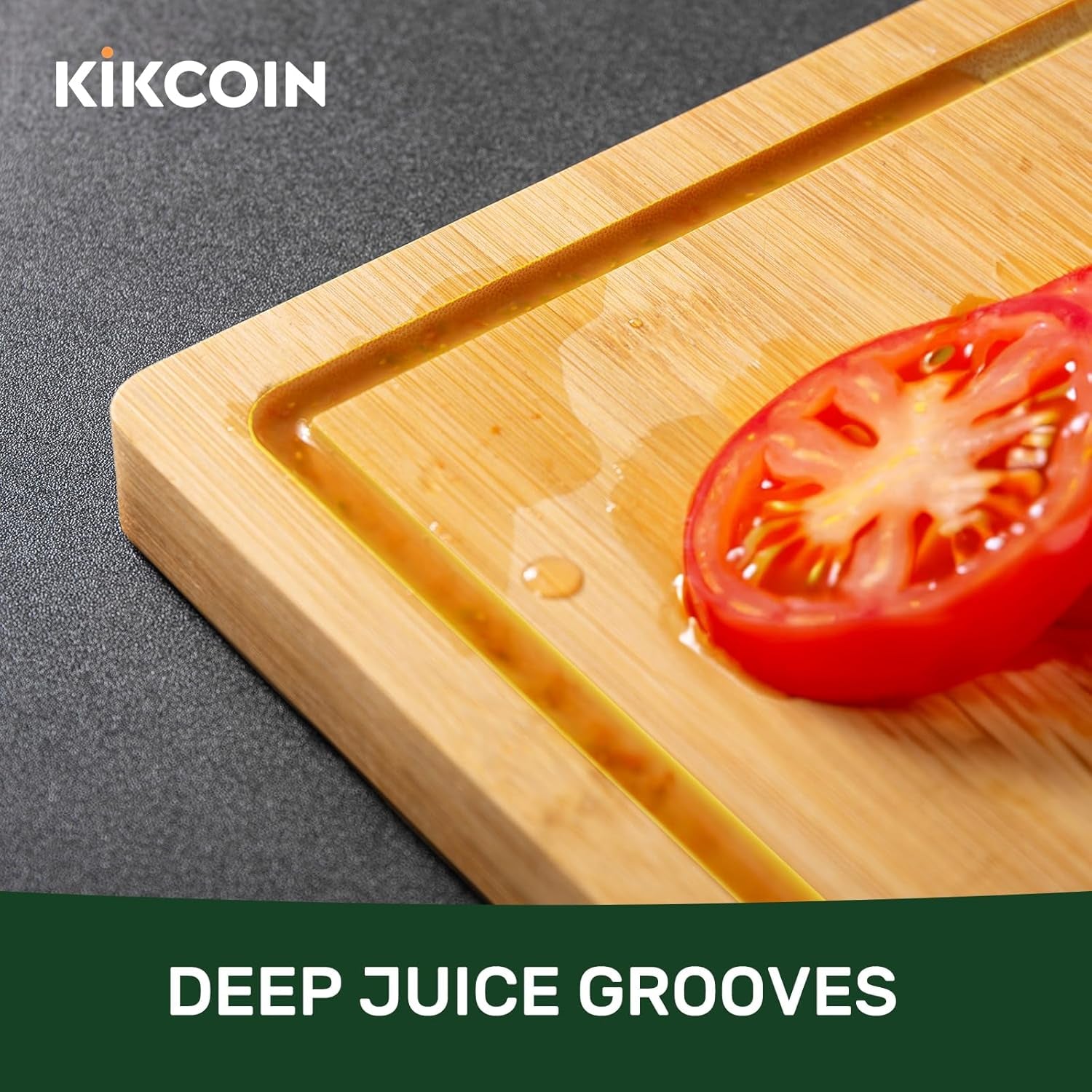 Bamboo Cutting Boards for Kitchen. Extra Large Wood Cutting Board with Deep Juice Groove and Handle Heavy Duty Chopping Board. Kikcoin. 17.6 X 12 - Image 3