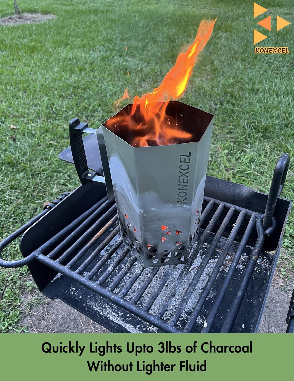 Heavy Duty Charcoal Chimney Starter. XXL Size. BBQ Chimney Starter for Charcoal Grill and Barbecues. Sturdy and Easy to Use BBQ Grill Tool for Rapid Fire Starter. Fire Starter Set (Steel) - Image 7