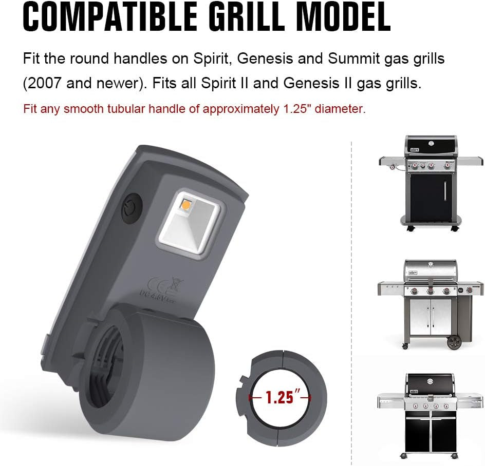 Grill Lighting LED Barbecue Handle Grill 'N Go Light. Fits Current Spirit. Genesis and Summit Grills Gift Grey - Image 3