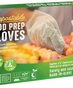 100% Compostable Food Prep Gloves. Restaurant-Quality.For Food Handling. Powder-Free. 100 Count. Medium. Earth Friendly Highest ASTM D6400. US BPI and Europe OK Compost Certified. San Francisco