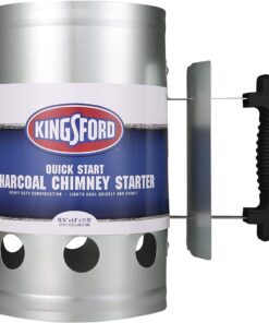 KINGSFORD Heavy Duty Deluxe Charcoal Chimney Starter | BBQ Chimney Starter for Charcoal Grill and Barbecues. Compact Easy to Use Chimney Starters and BBQ Grill Tools. Silver