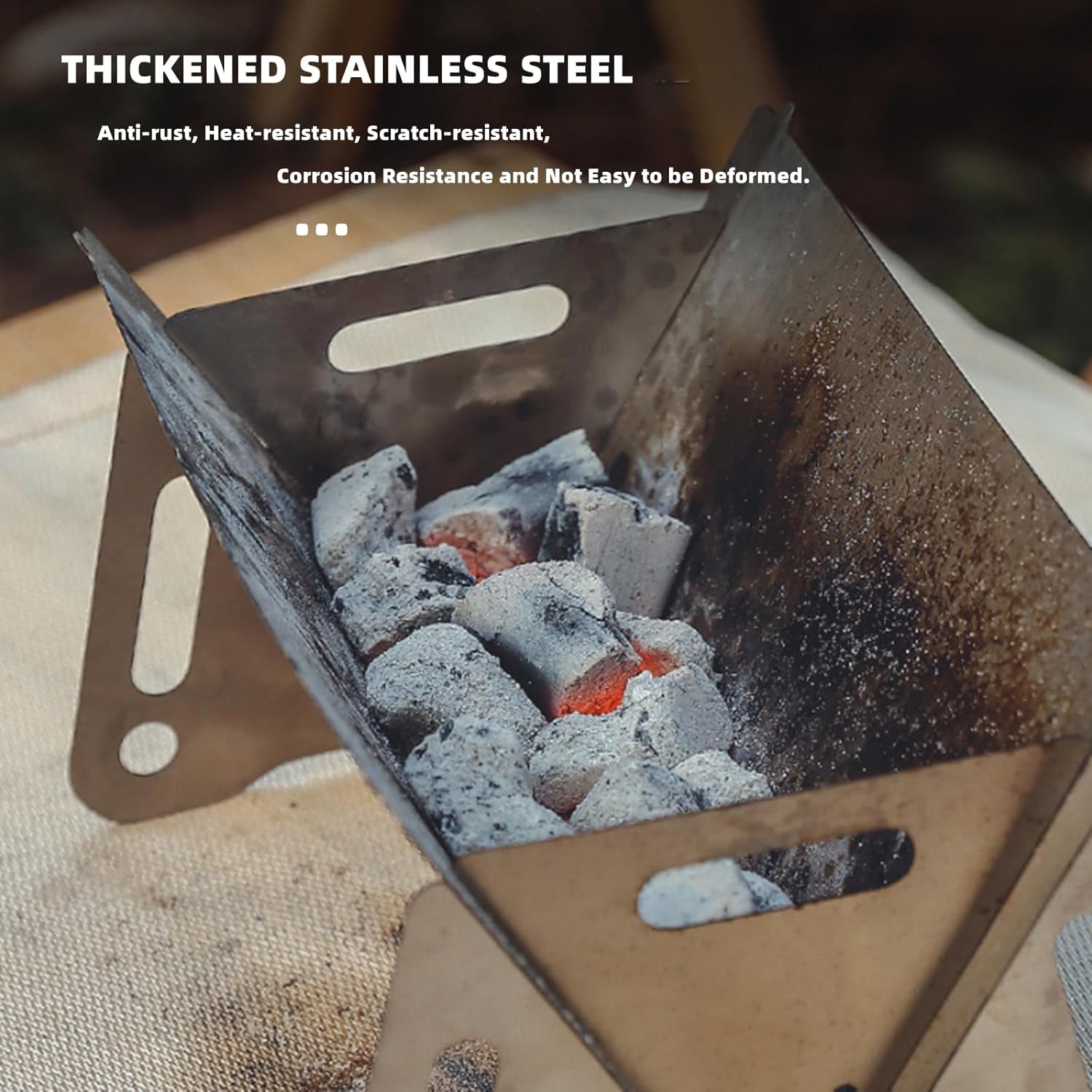 Portable Camping Grill Premium Stainless Steel Outdoor BBQ Grill for Camping Picnics Backyard Barbecues Assemblable Removable Stove with Grill Portable Folding Charcoal Grill - Image 4