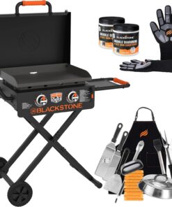 Blackstone 22 Inch Griddle - Portable Blackstone Omnivore Grill with Flexfold Legs. Includes Accessories. Seasoning. and Griddle Gloves