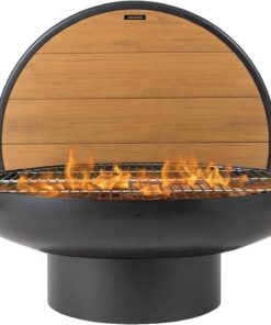 32 Inch round Fire Pit Table with Fire Pit Grill. Extra Thick. Heavy Duty Fire Bowl. Deep Outdoor Firepit. Wood Burning Firepits for outside Patio. Backyard Fire Pits. Large BBQ Pit