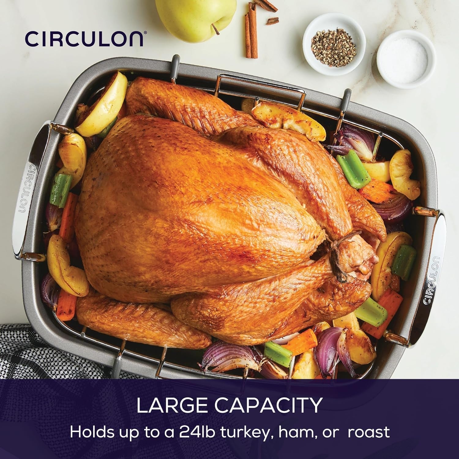Circulon Nonstick Roasting Pan / Roaster with Rack - 17 Inch X 13 Inch. Gray - Image 6