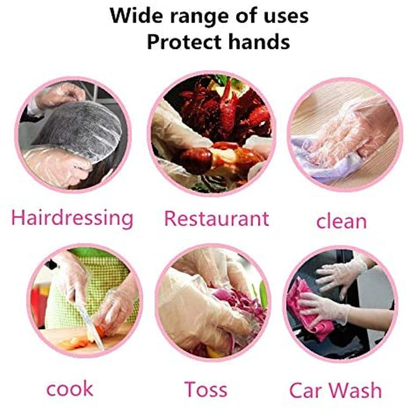 Disposable Food Prep Gloves - 500 Piece Plastic Food Safe Disposable Gloves. Food Handling. One Size Fits Most 500 PCS - Image 2