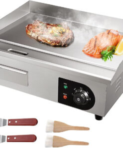 Commercial Electric Griddle. 22. 1600W Countertop Flat Top Grill. Stainless Steel Teppanyaki Grill with Non Stick Iron Cooking Plate. 122-572℉ Adjustable Temp Control 2 Shovels & Brushes. 110V