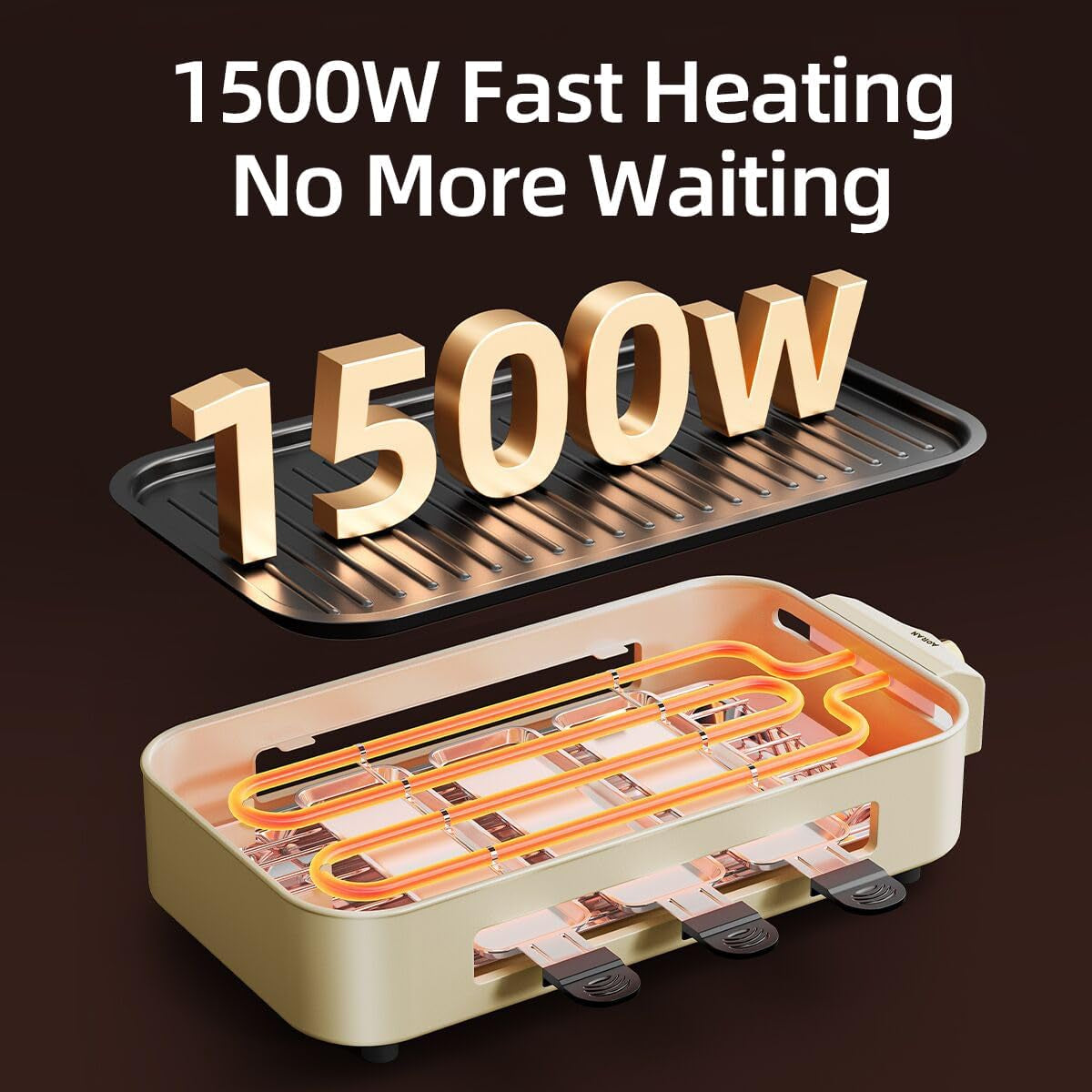 AORAN Indoor Grills Electric Smokeless – Versatile Smokeless Indoor Grill for Home Cooking. Featuring Indoor Grills Electric Smokeless. Skillet Griddle. and Kitchen Griddle White - Image 5