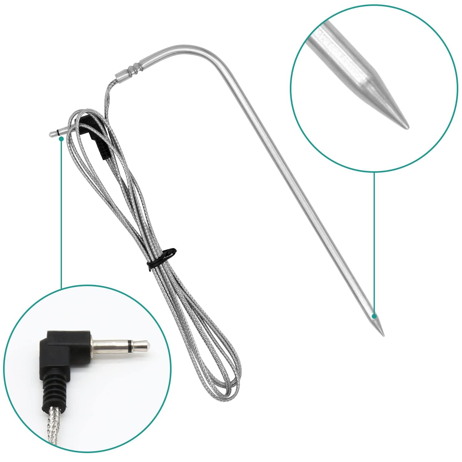 Meat Probe Kit for Masterbulit Gravity Series 560/800/1050 XL Digital Charcoal Grill and Smoker. Meat Thermometers with Clips and Gormmet 4-Pack - Image 3