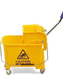 Mind Reader Mobile Heavy Duty Mop Bucket with Upward Press Wringer. 22-Quart (5.5 Gallon) Capacity. 16.25L X 10.75W X 24.5H. Yellow