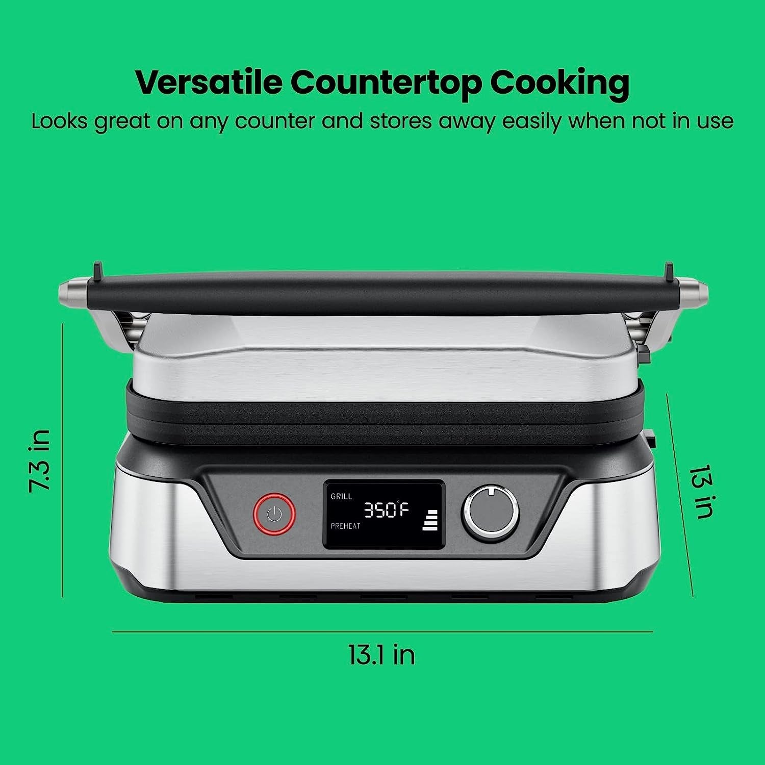 5-In-1 Digital Panini Press Grill Sandwich Maker and Griddle Grill Combo with Removable. Reversible Dishwasher-Safe Grilling Plates. Opens 180° for Indoor BBQ or Flat Top Grill - Image 7