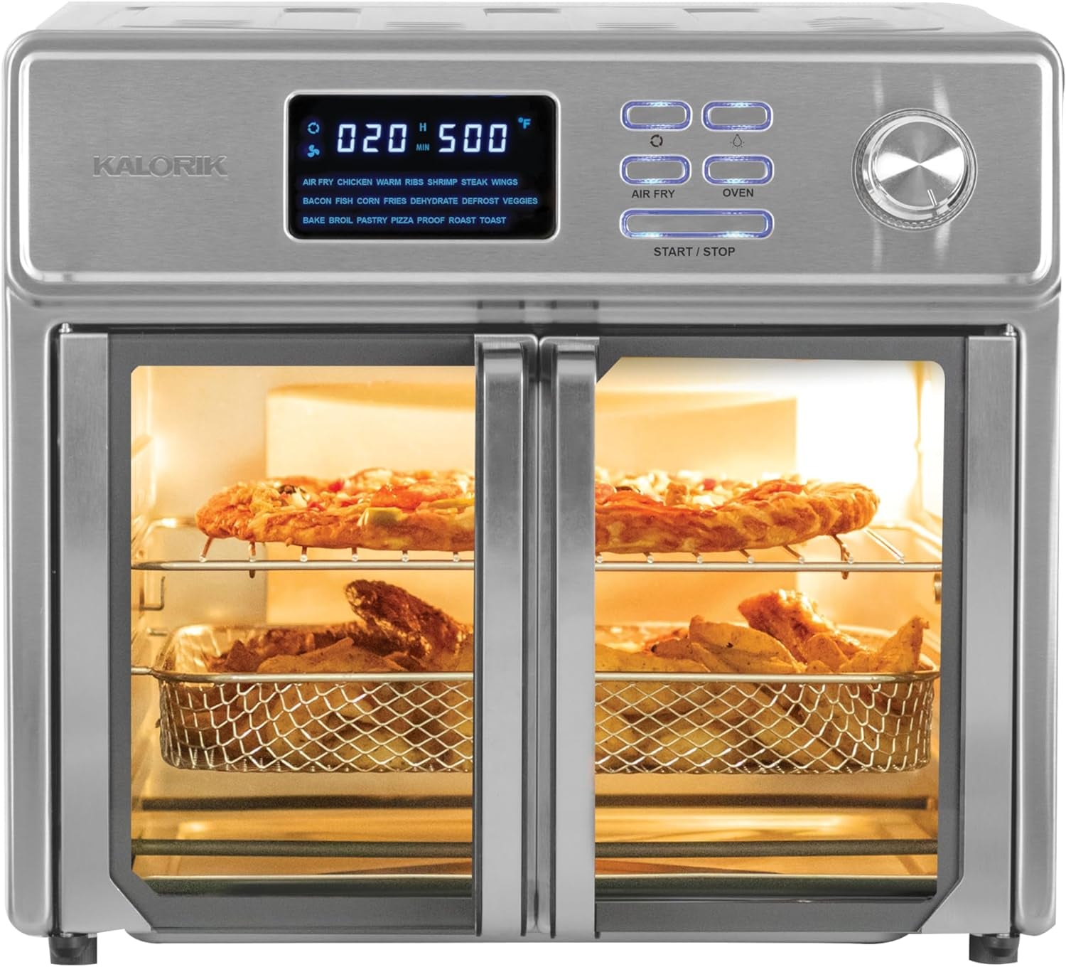 Kalorik MAXX Air Fryer Oven. 26 Quart 10-In-1 Countertop Toaster Oven & Air Fryer Combo - Fry. Bake. Roast. Rotisserie. & More. Large Glass French Doors & 9 Accessories. 1700-Watts. Stainless Steel - Image 11
