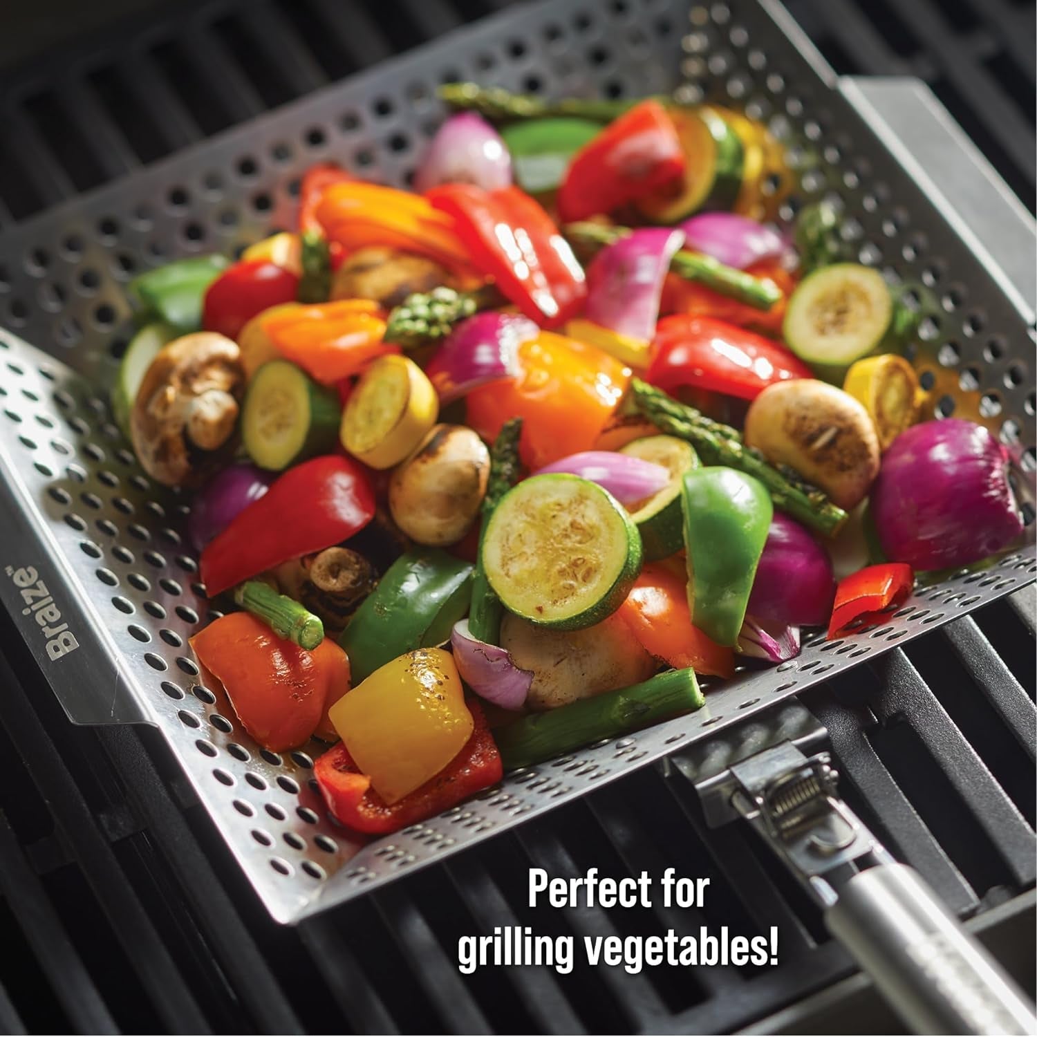 Stainless Steel Grill Basket with Removable Handle - Premium Grill Pan for Outdoor Cooking. BBQ Grilling Basket for Veggies & Fish. Vegetable Grilling Accessory. Grill Baskets for Outdoor Grill. Perfect Dad Gift - Braize - Image 6